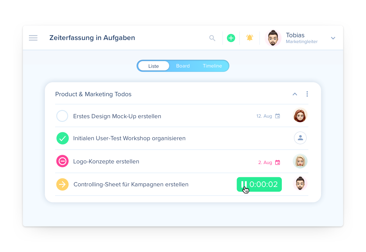 awork-Zeiterfassung-Aufgaben